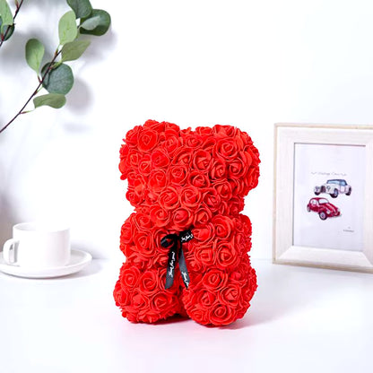 Romantic Valentine'S Day Creative Eternal Flower Rose Bear Christmas Gift Rose Bear Hug Bear Wedding Flower Decoration Gift