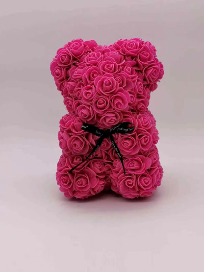 Romantic Valentine'S Day Creative Eternal Flower Rose Bear Christmas Gift Rose Bear Hug Bear Wedding Flower Decoration Gift