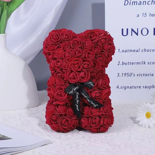 Romantic Valentine'S Day Creative Eternal Flower Rose Bear Christmas Gift Rose Bear Hug Bear Wedding Flower Decoration Gift