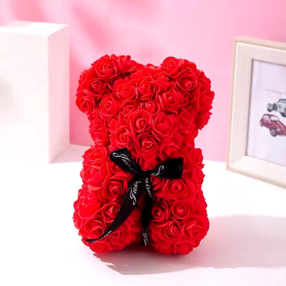 Romantic Valentine'S Day Creative Eternal Flower Rose Bear Christmas Gift Rose Bear Hug Bear Wedding Flower Decoration Gift